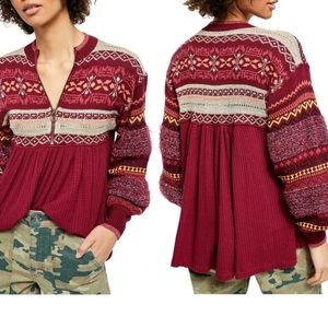 Free People Cabin Fever  Zip Sweater/Top